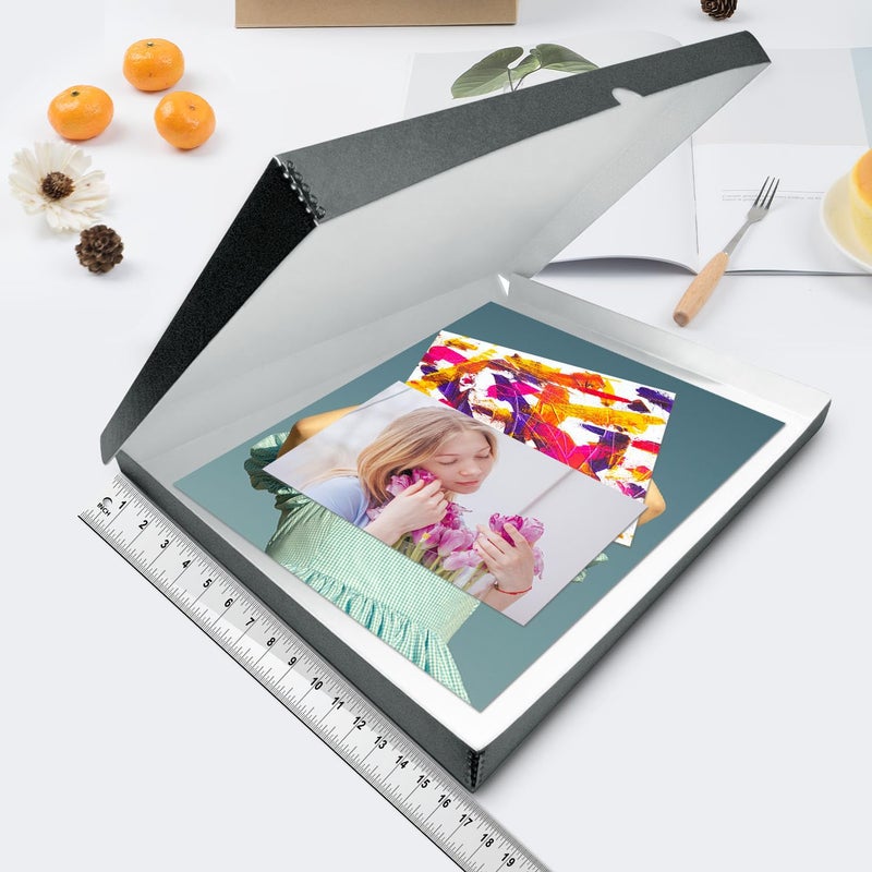 Lineco Folio Storage Box, Clamshell Design with Metal Edge. 16.5x20.5x1.75 Inches, Archival Boxboard, Preserve Photos, Cards, Magazines, Documents, Art, Ephemera, Family Records, Gray, Pack of 1 - Image 3